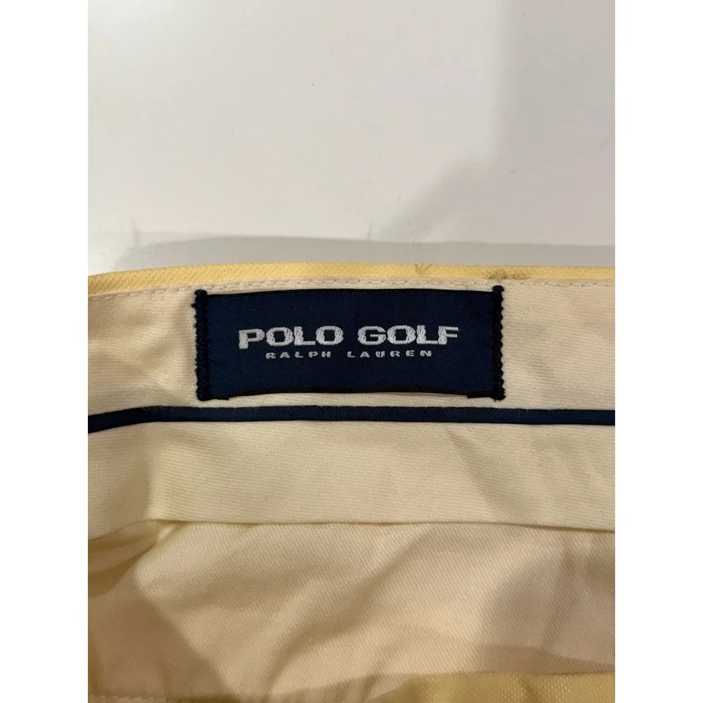Polo Golf Ralph Lauren Mens Yellow Pleated Shorts Size 34 Classic Fit Preppy